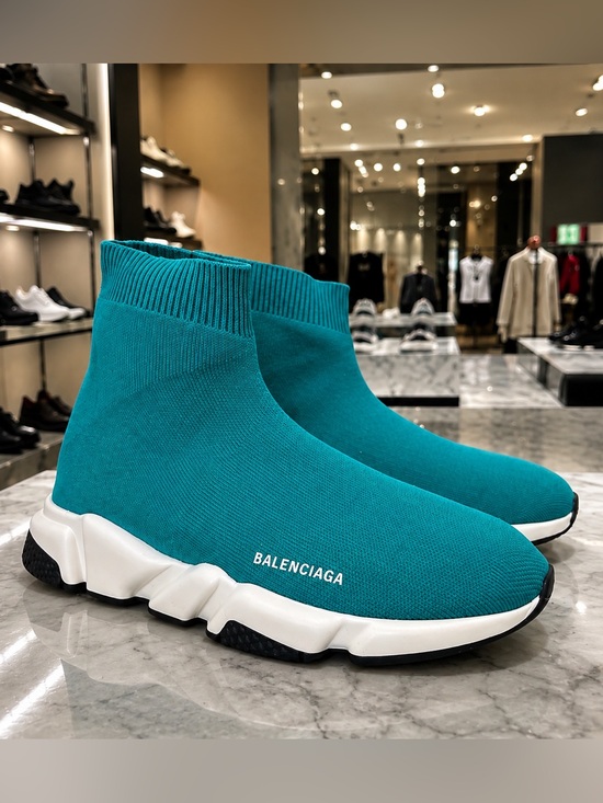 Balenciaga Other - Balenciaga Men's Teal Knit Sock Sneaker with White Sole